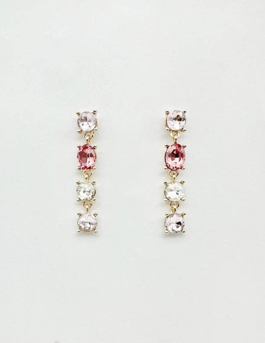 Pink Drop Crystal Earrings