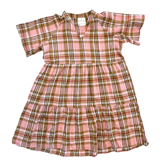 Pink Plaid Tiered Dress - FINAL SALE