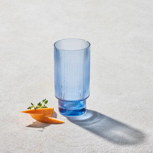 Malibu, Ribbed Glass, Blue, 15oz Highball