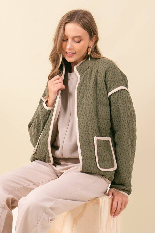 Quilted Jacket in Olive