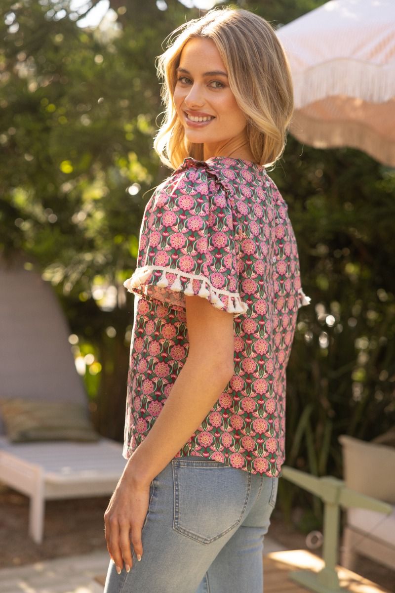 Block Print Short Sleeve Top