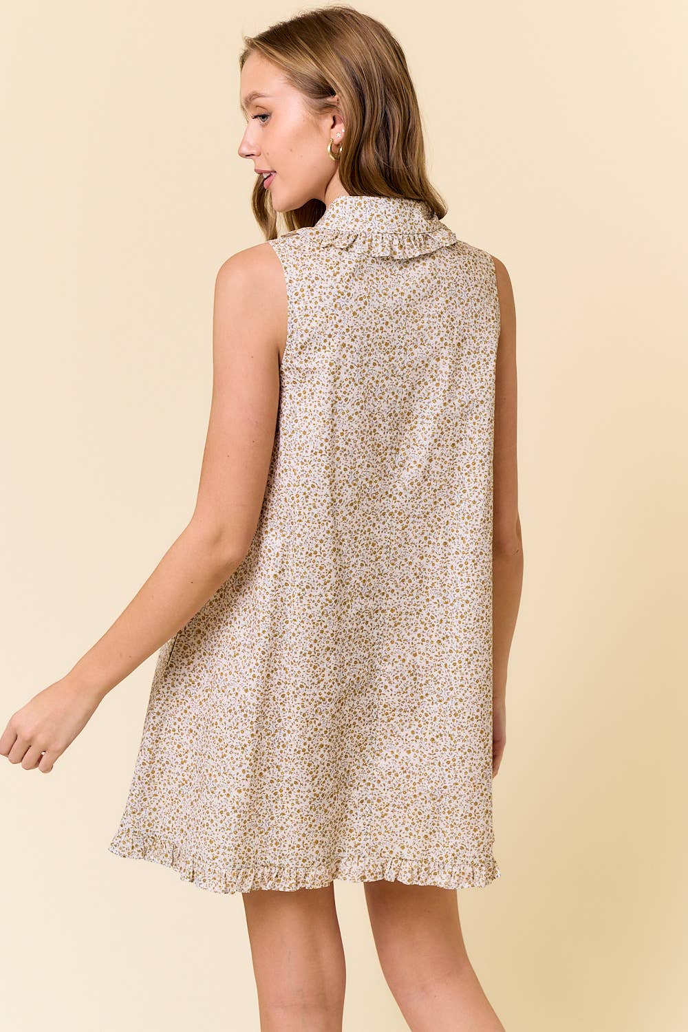 Floral Print Sleeveless Mini Dress in Honey
