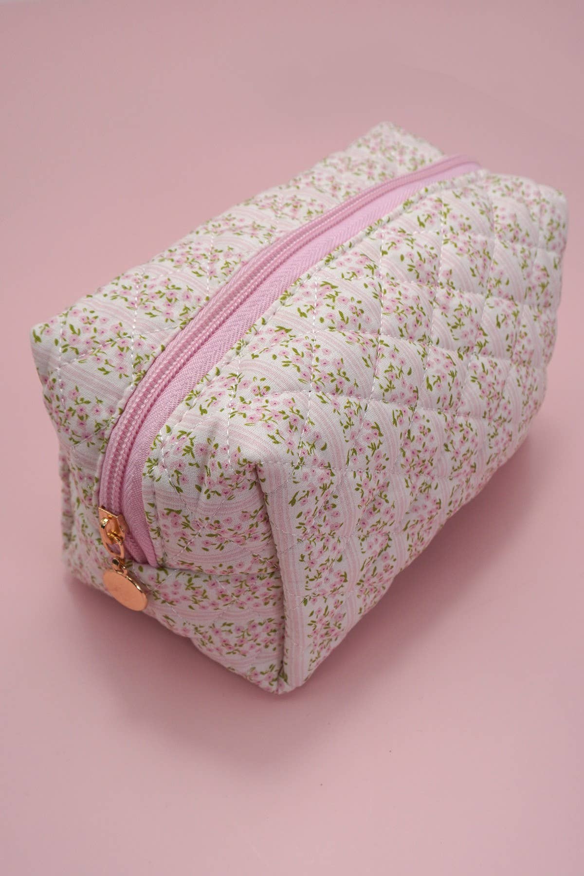 Floral Quilted Cosmetic Pouch
