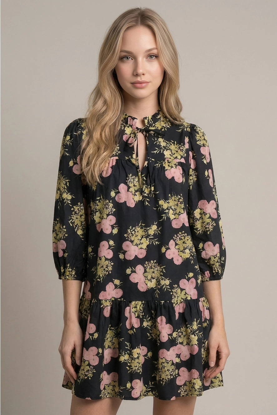 The Vintage Rose Dress in Black