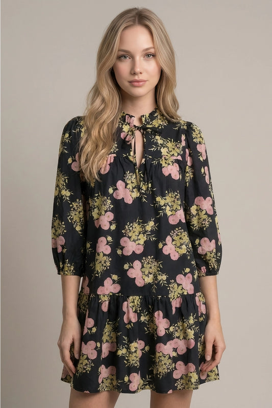 The Vintage Rose Dress in Black