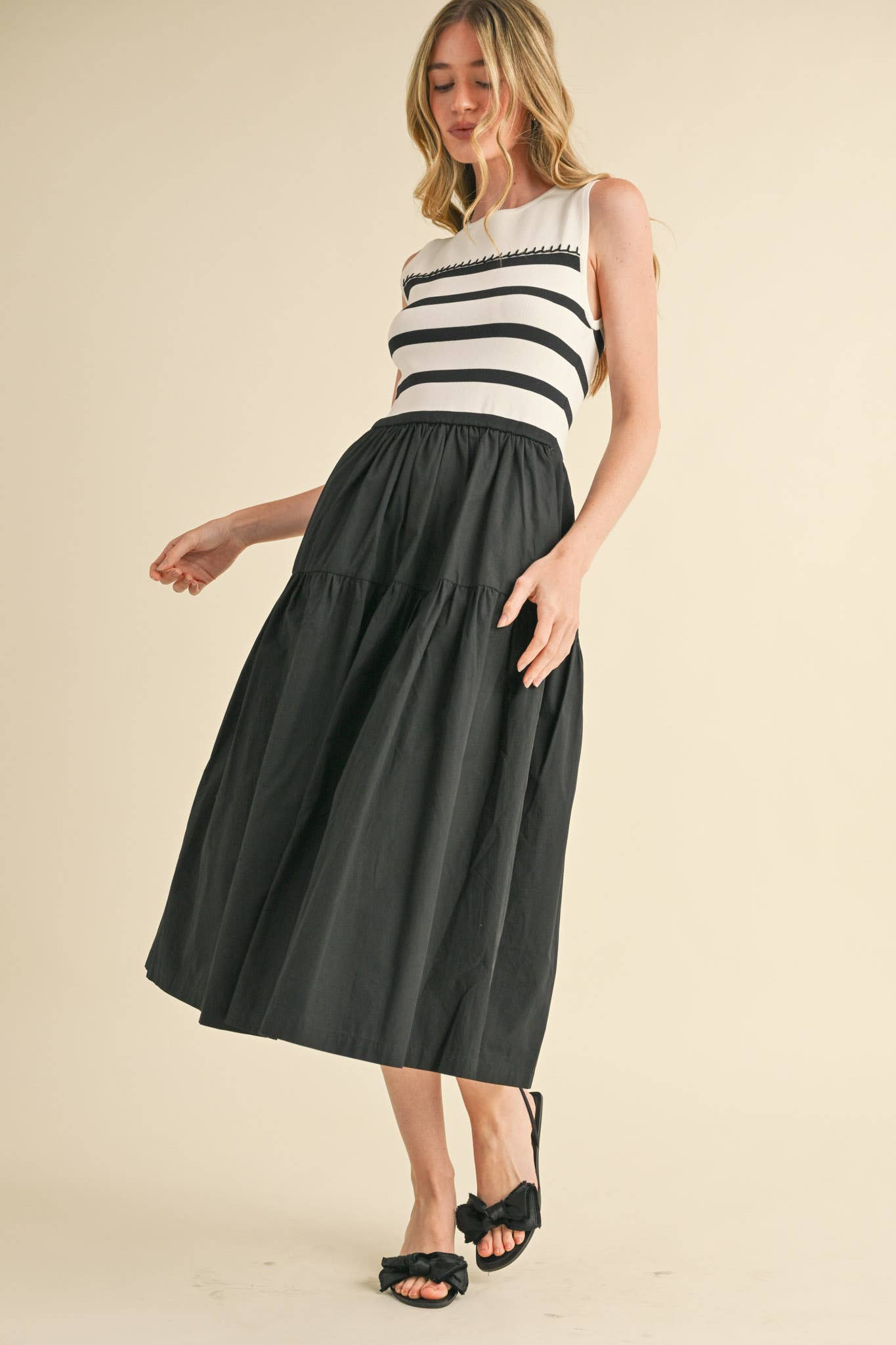 The Audrey Contrast Dress in Black & White