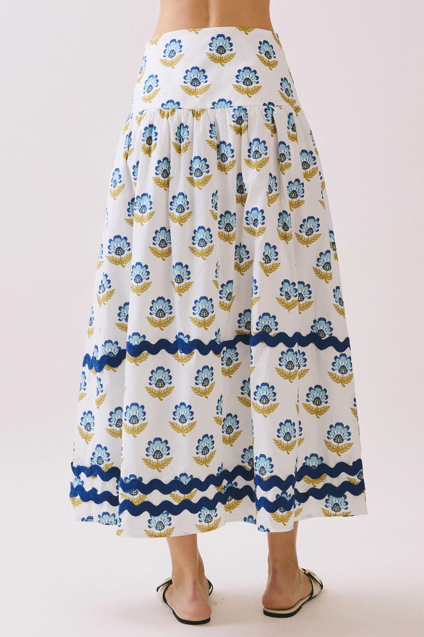 The Marlowe Skirt in White & Blue