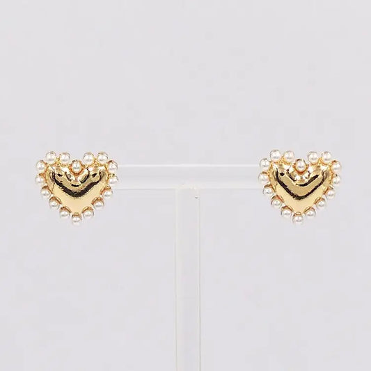 Studded Gold Heart Earring