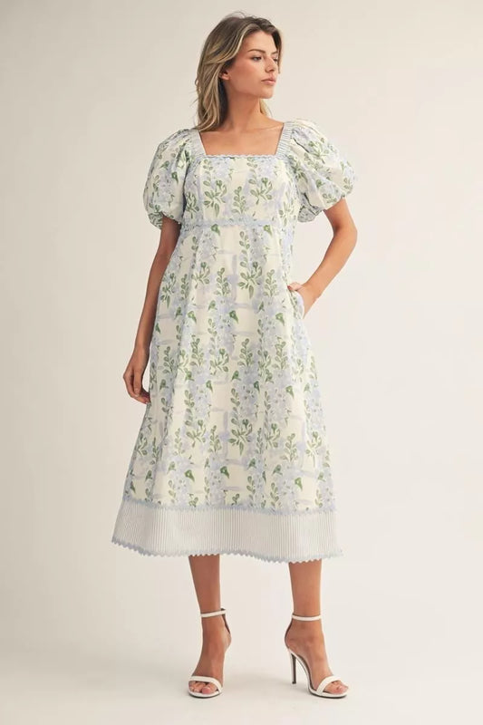 The Nantucket Midi Dress in Blue & White