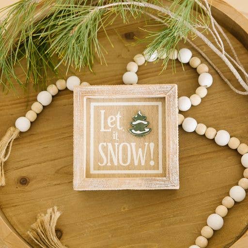 Let it Snow Wood Framed Sign - Reversible