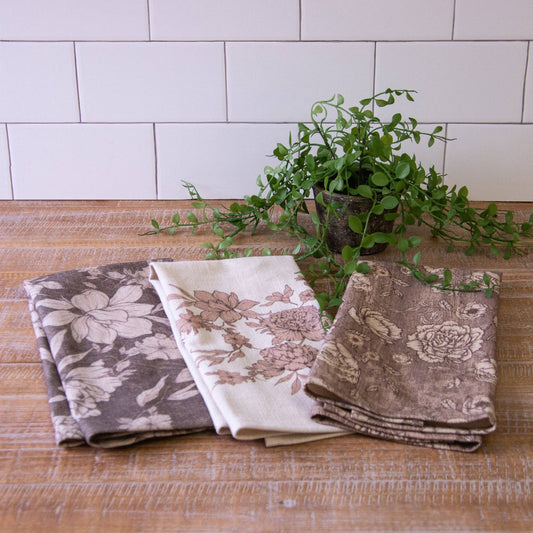 Sepia Floral Tea Towels