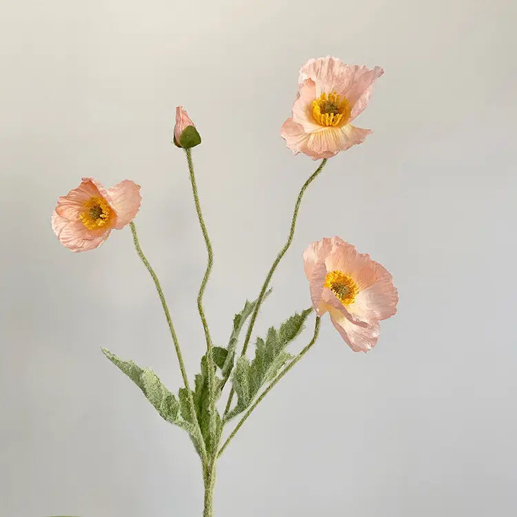 22'' Single Flocked Floral Poppy Spay