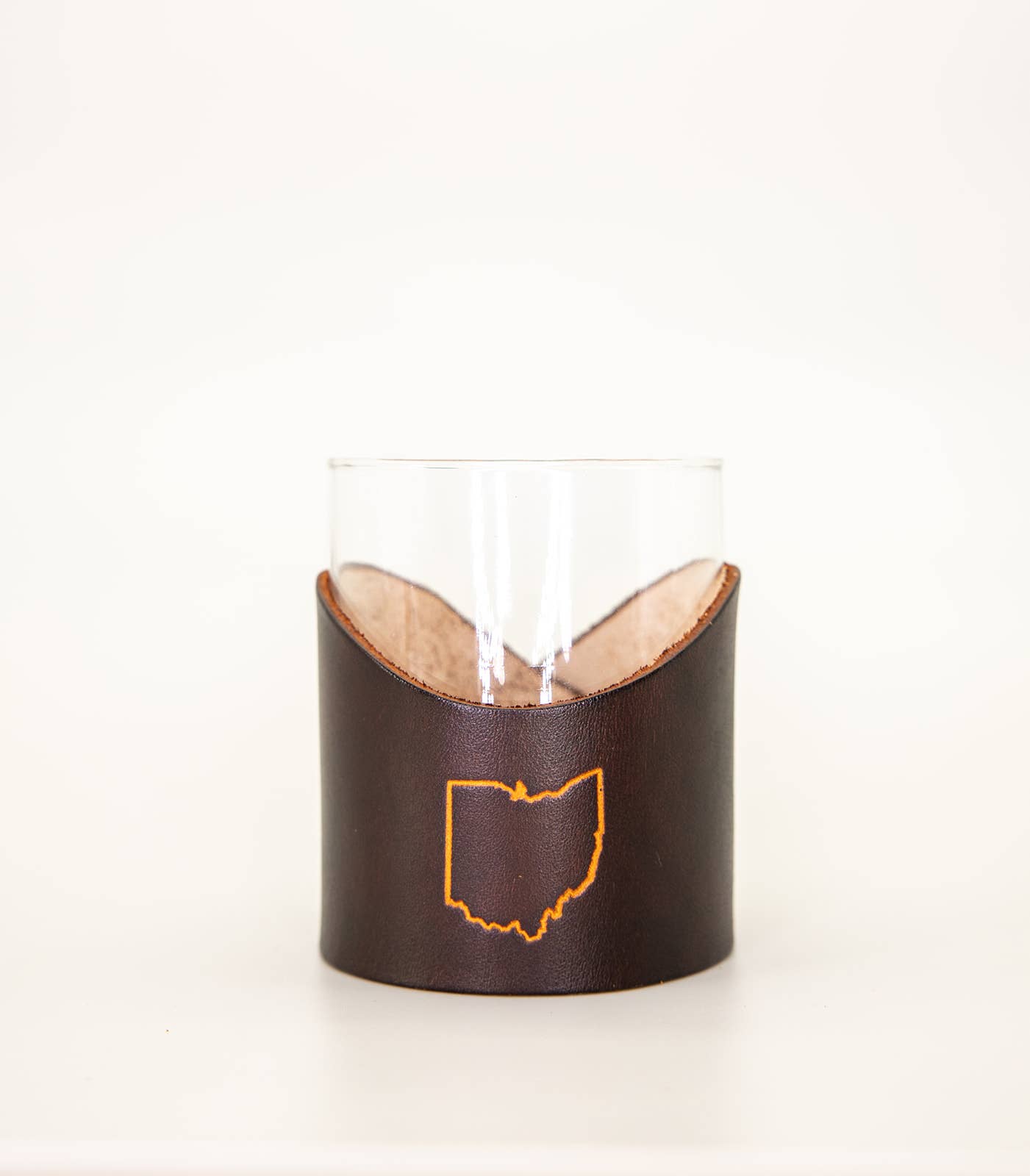 Leather Rocks Glass - Ohio State Outline