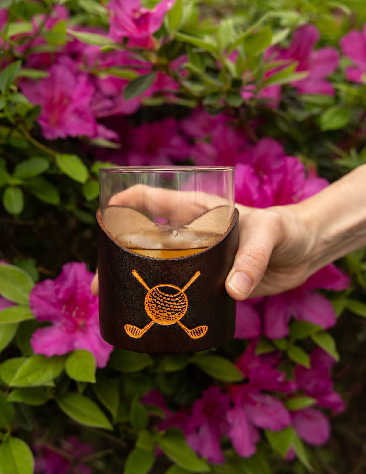 Leather Rocks Glass - Golf