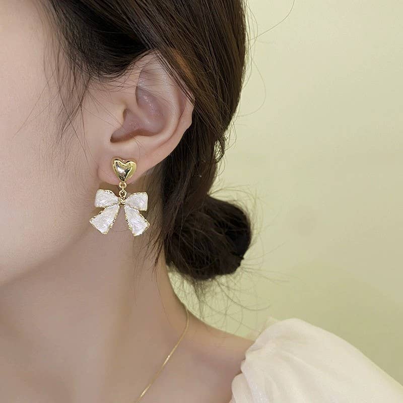 Heart & Bow Stud Earrings