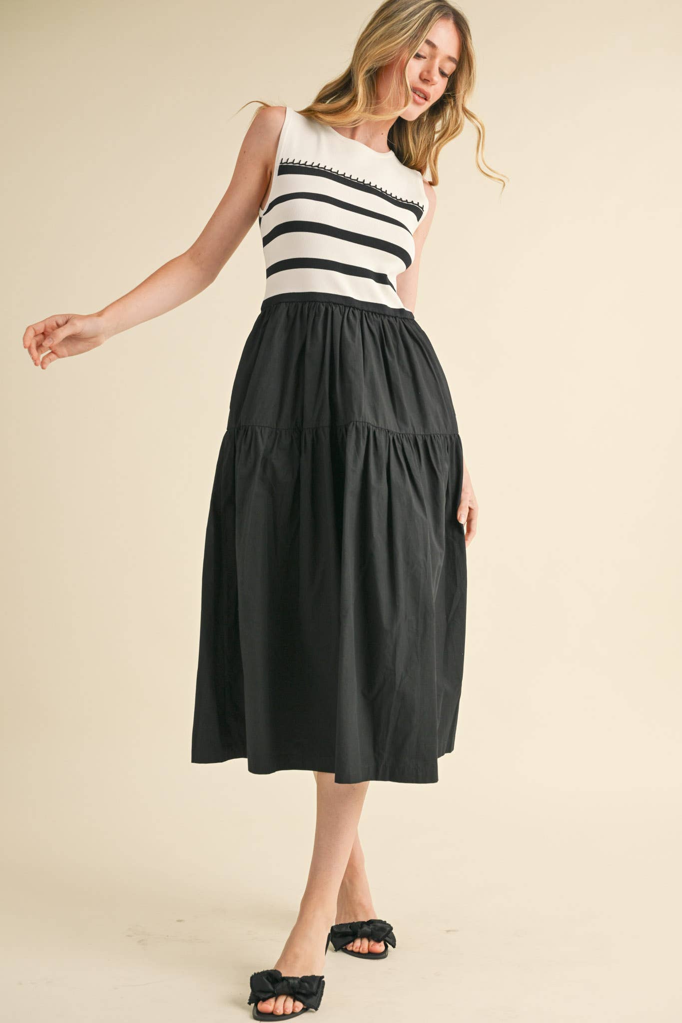 The Audrey Contrast Dress in Black & White