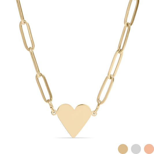 Gold Heart Paperclip Necklace