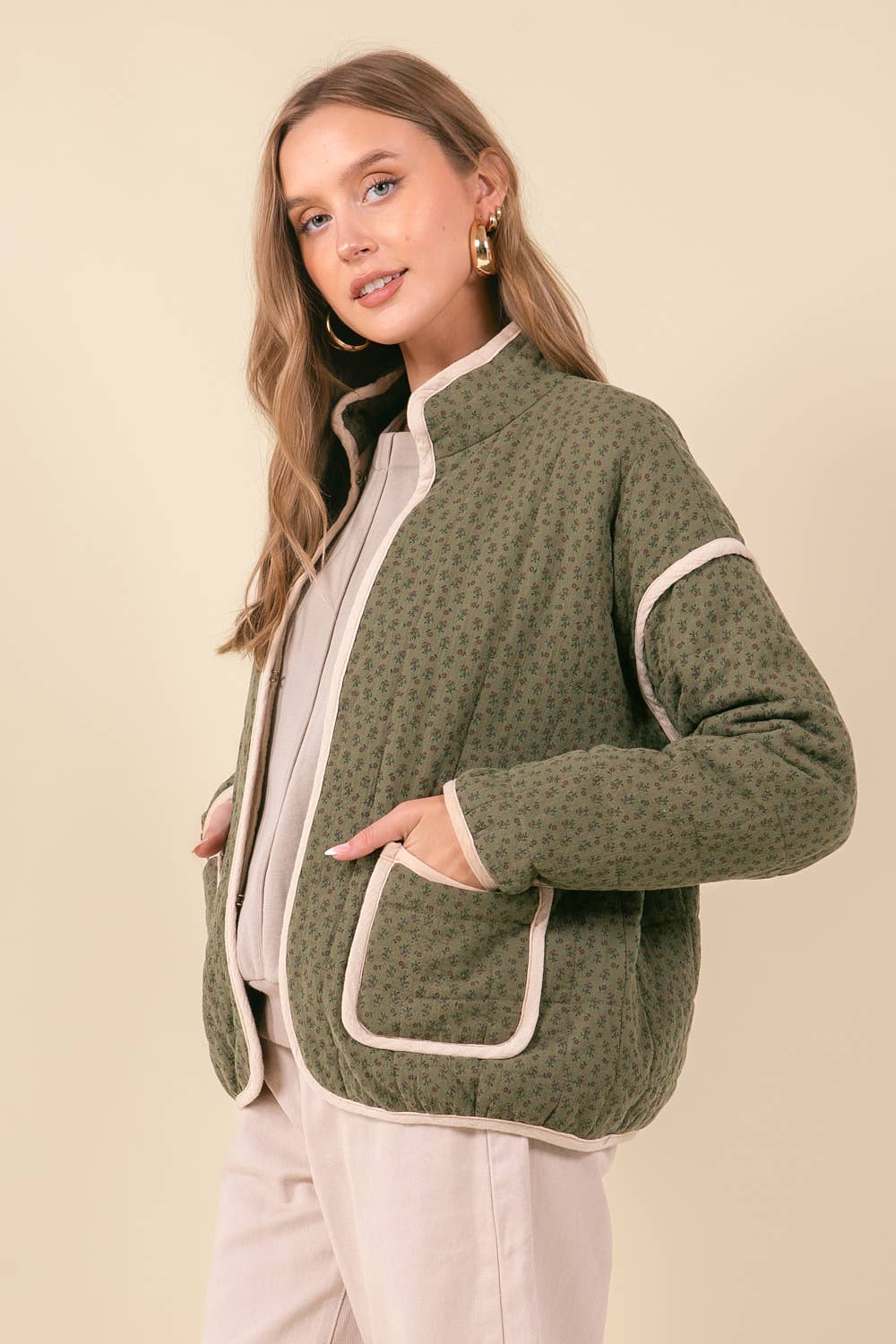 Quilted Jacket in Olive