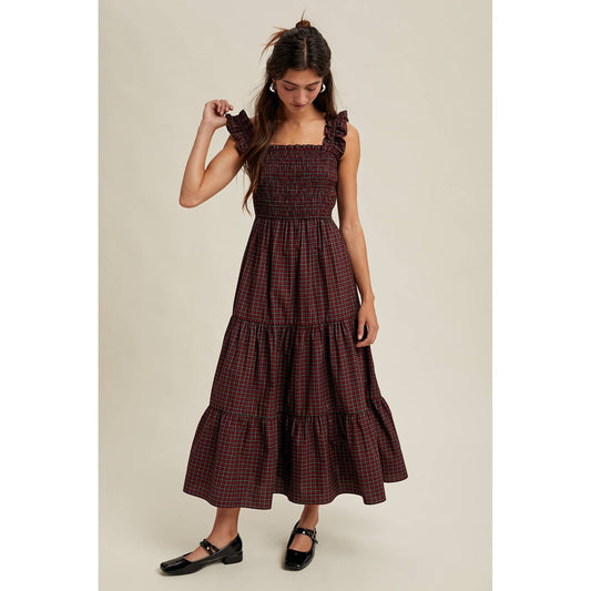 Holiday Gingham Midi Dress