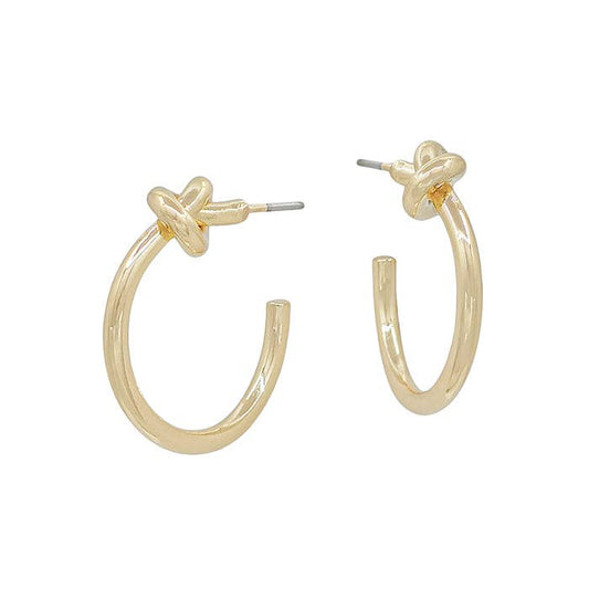 Gold Hoop with Top Knot