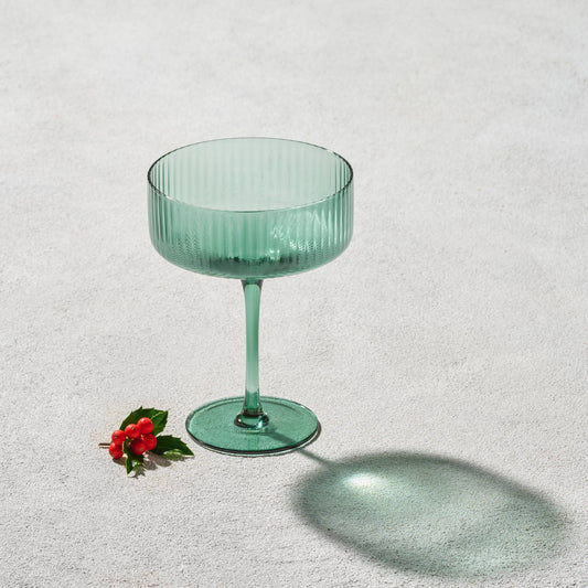 Malibu, Ribbed Glass, Green, 10oz Coupe