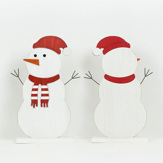 Wood Snowman with Scarf