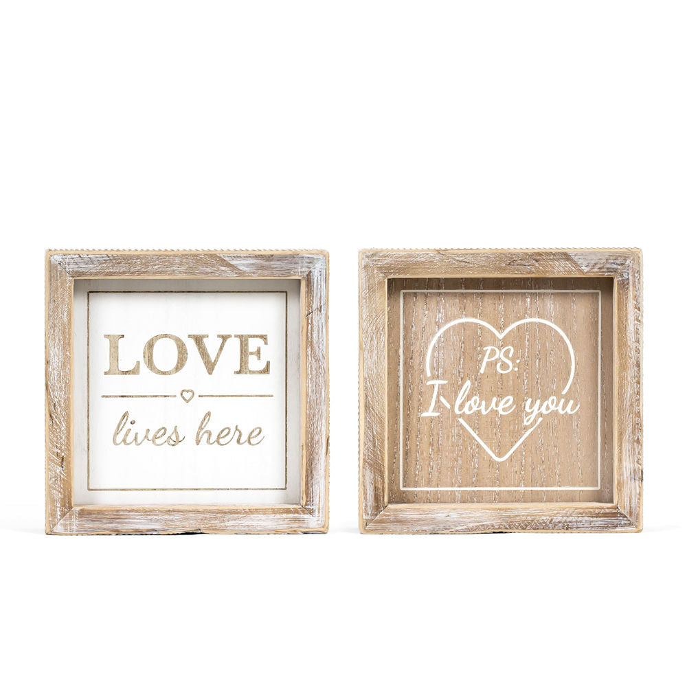Love Lives Here Reversible Wood Sign