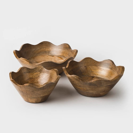 Scalloped Wood Bowl