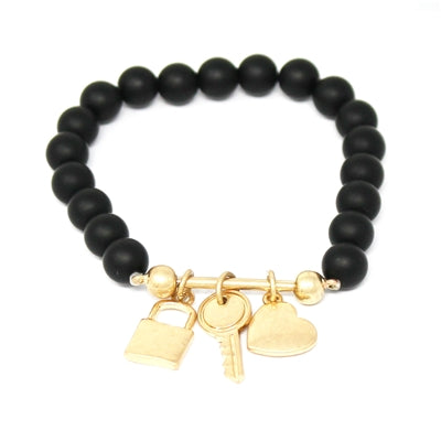 Lock & Key Bracelet in Black