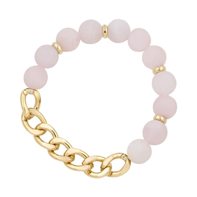 Pink Stone & Gold Chain Bracelet