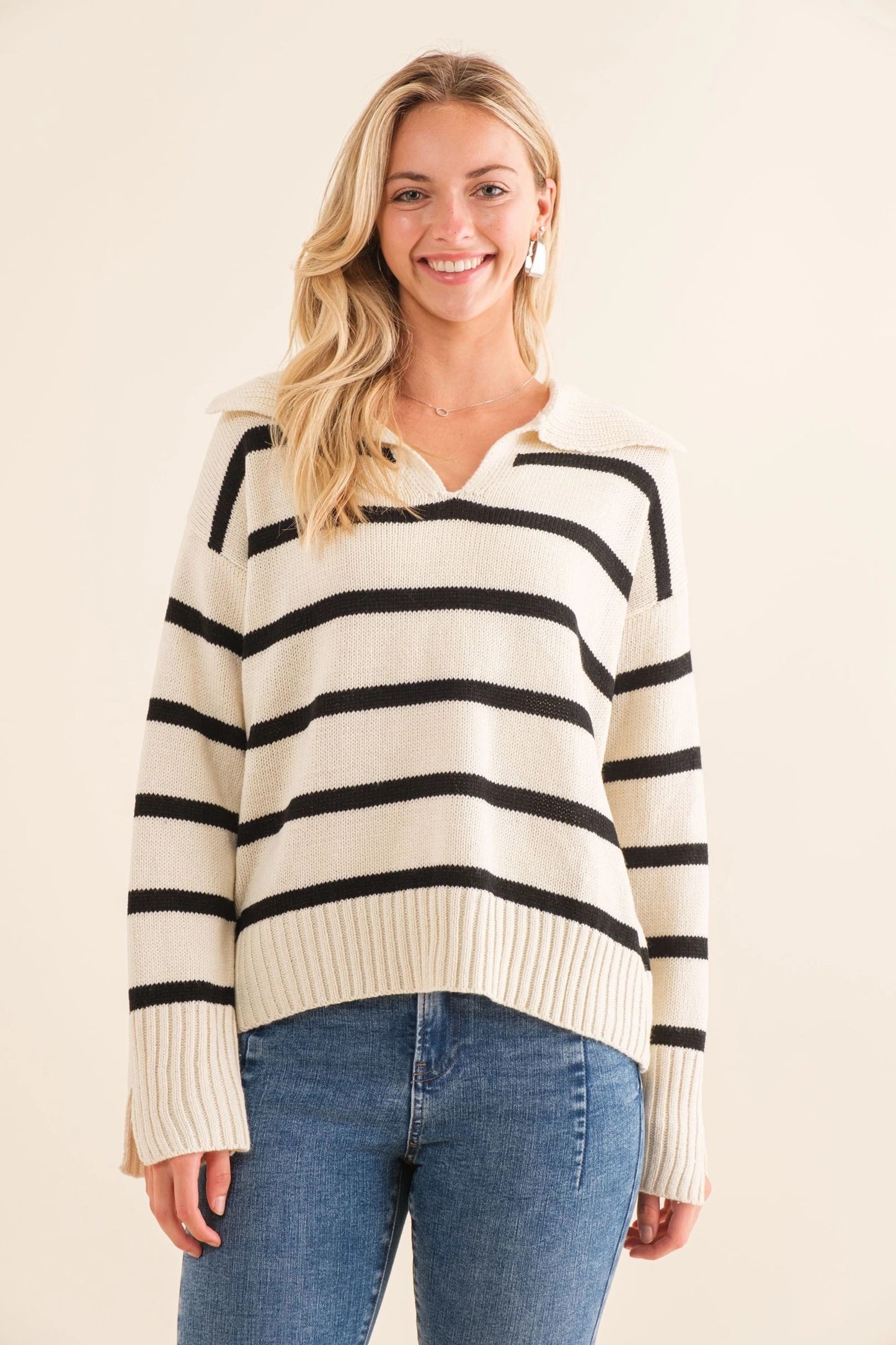Black & Natural Stripe Sweater