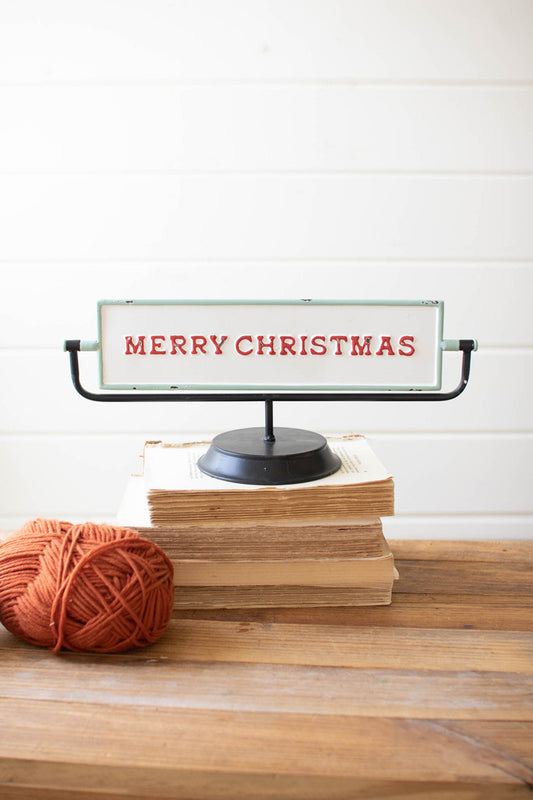 Merry Christmas & Happy New Year Enamel Flip Sign