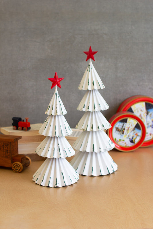 White Metal Christmas Tree with Red Star