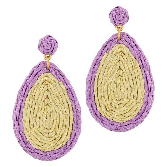 Lavender and Tan Rattan Earring