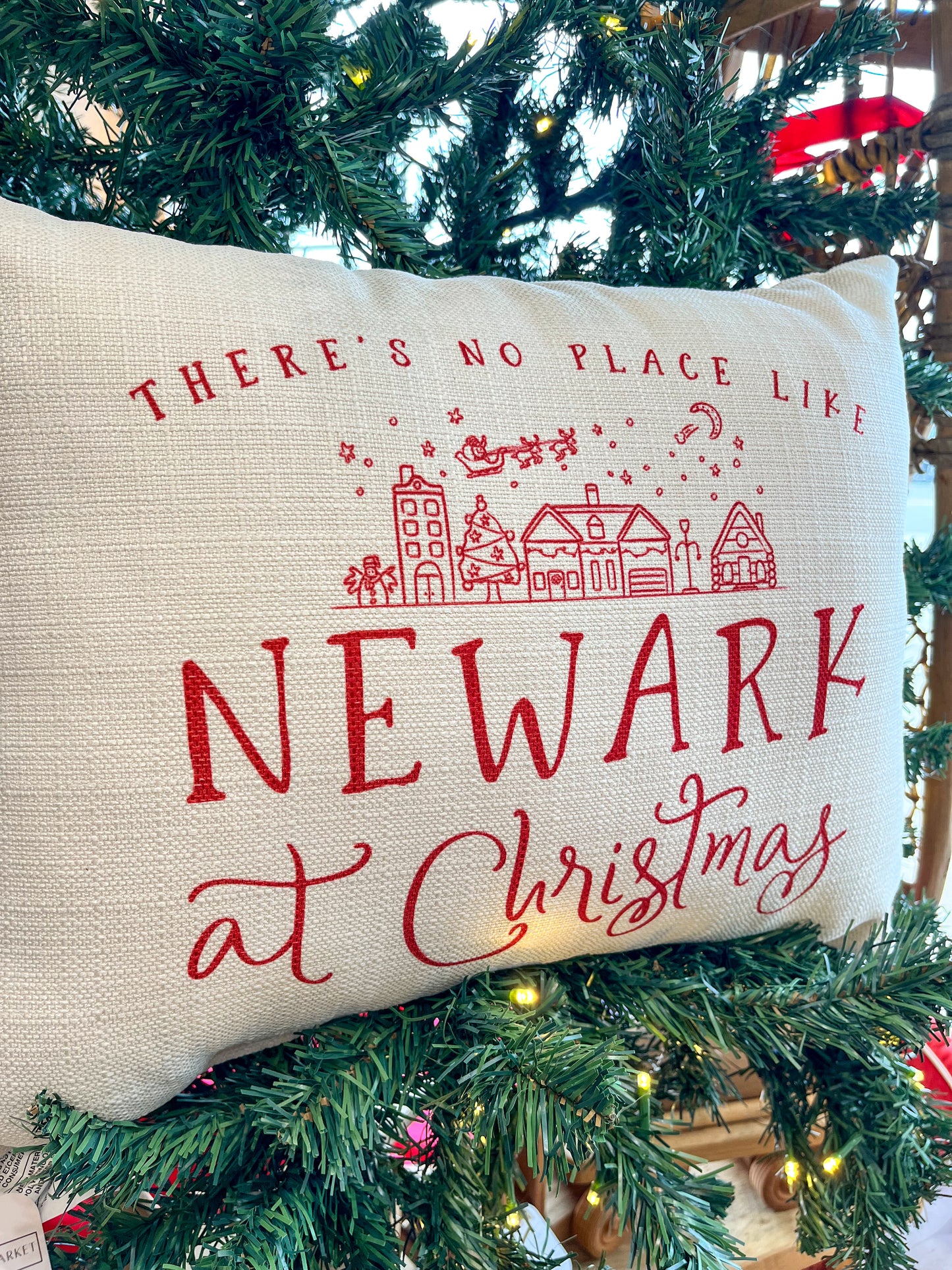 There's No Place Like Newark at Christmas Pillow
