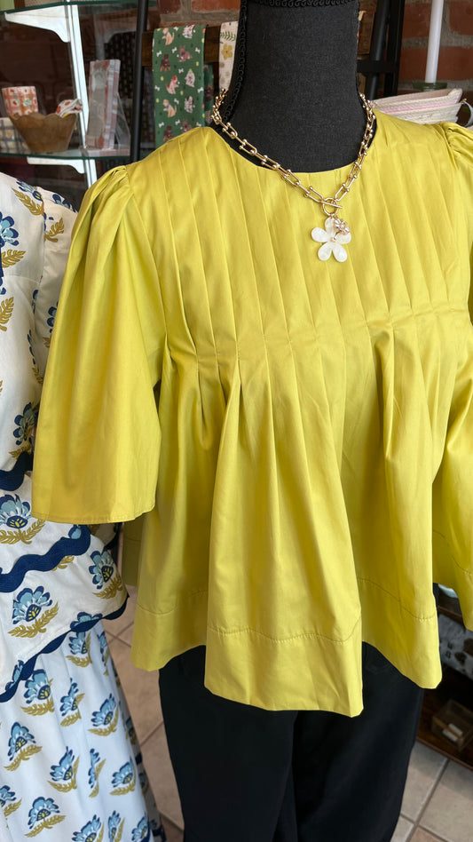Key Lime Pleated Top
