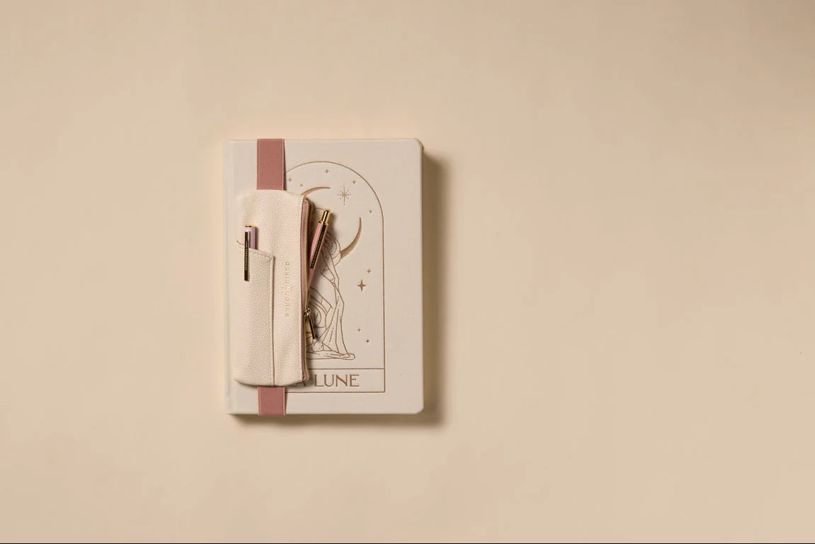 Pen Pouch in Cream + Taupe
