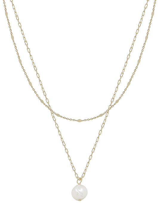 Gold Freshwater Pearl Drop Chain