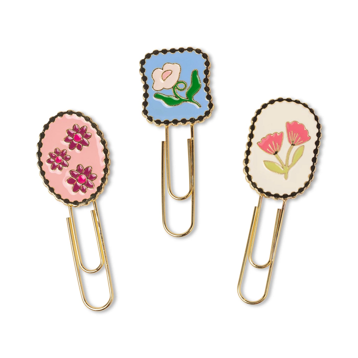 Set of 3 Paperclips in Framed Floral