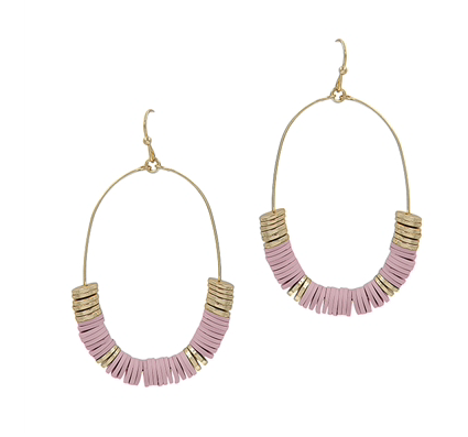 Blush Pink Rubber and Gold Earring