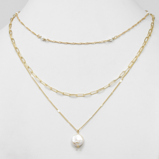 Dainty 3 Layer Chain with Freshwater Pearl