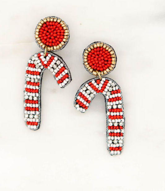 Candy Cane Beaded Earrings