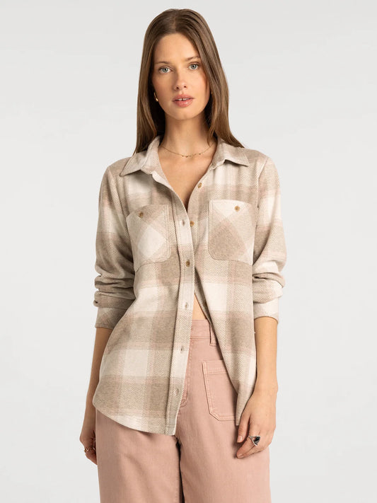 Lewis Shirt in Cream Taupe Plaid
