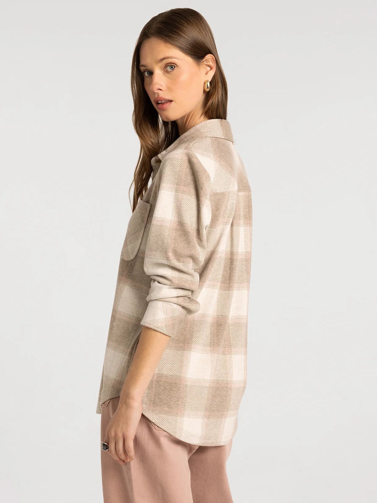 Lewis Shirt in Cream Taupe Plaid