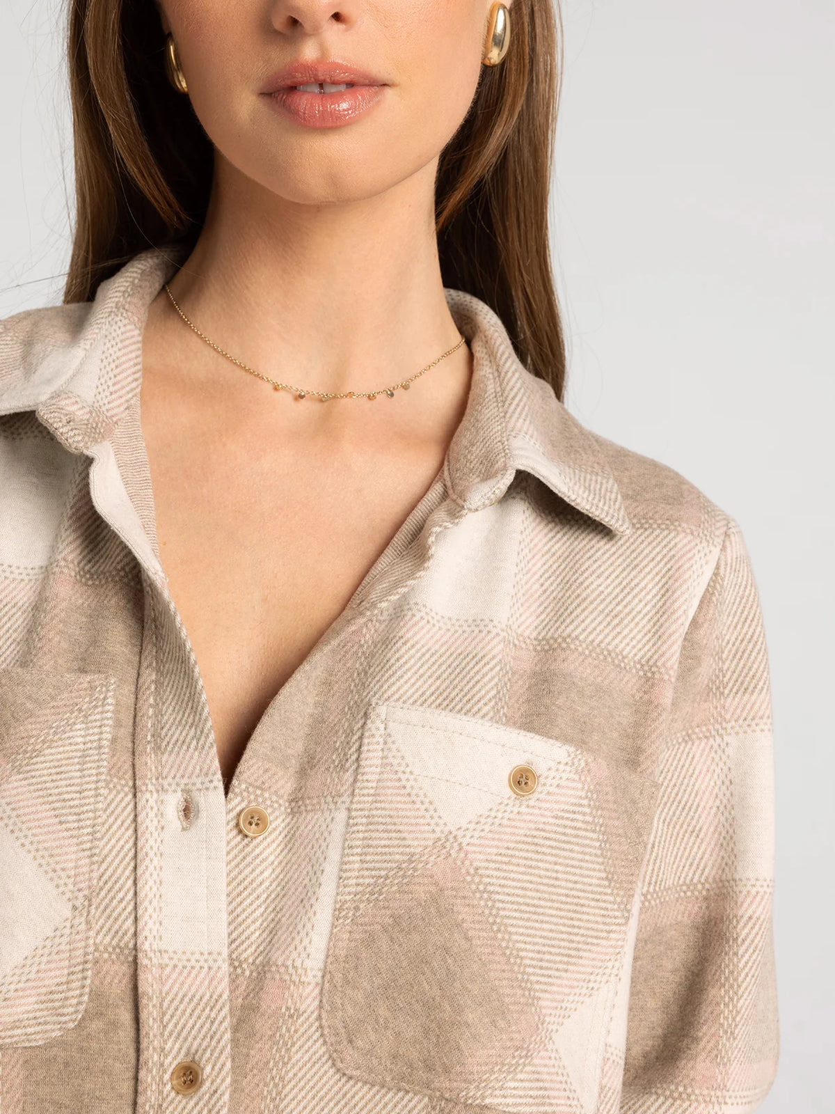 Lewis Shirt in Cream Taupe Plaid