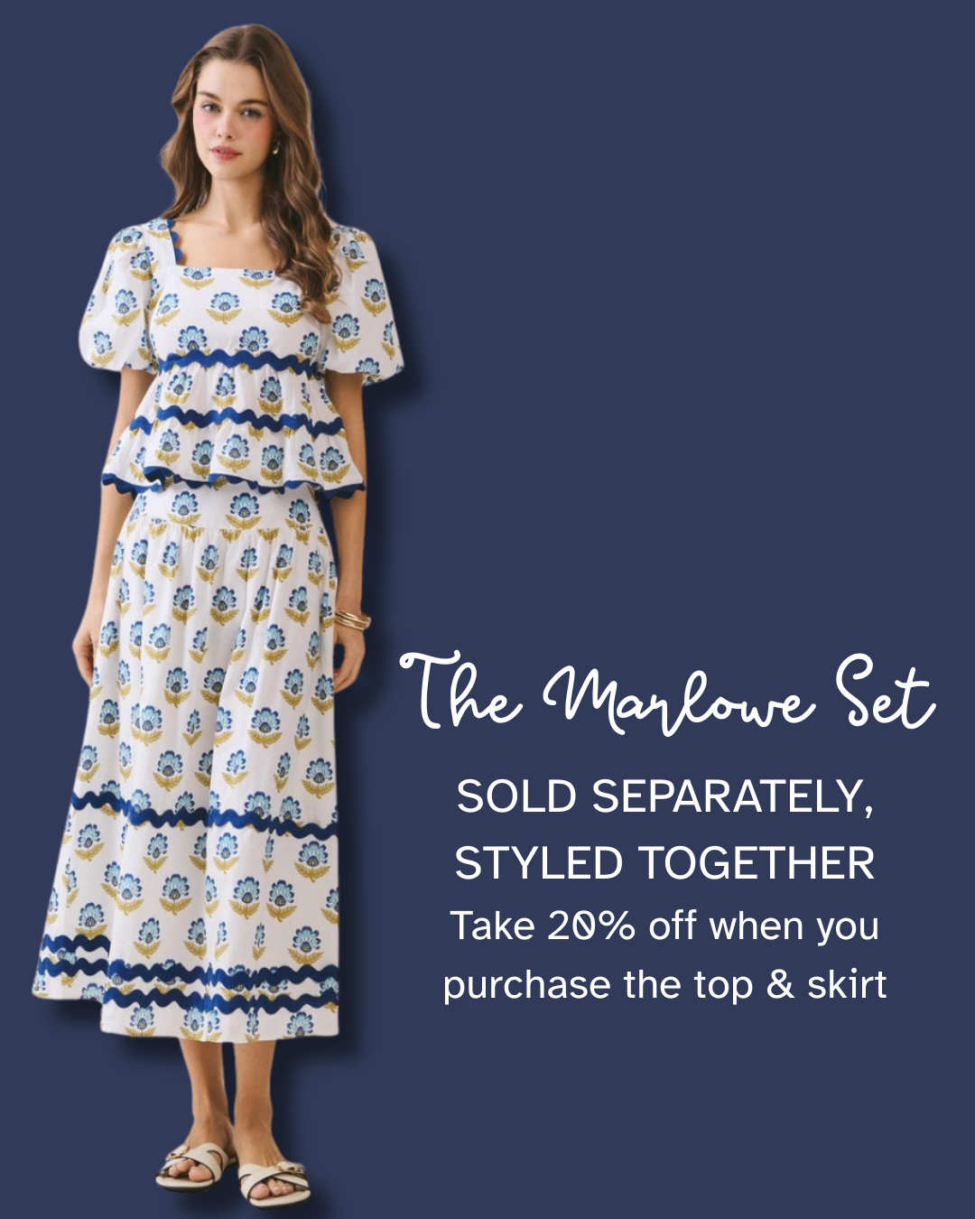 The Marlowe Skirt in White & Blue