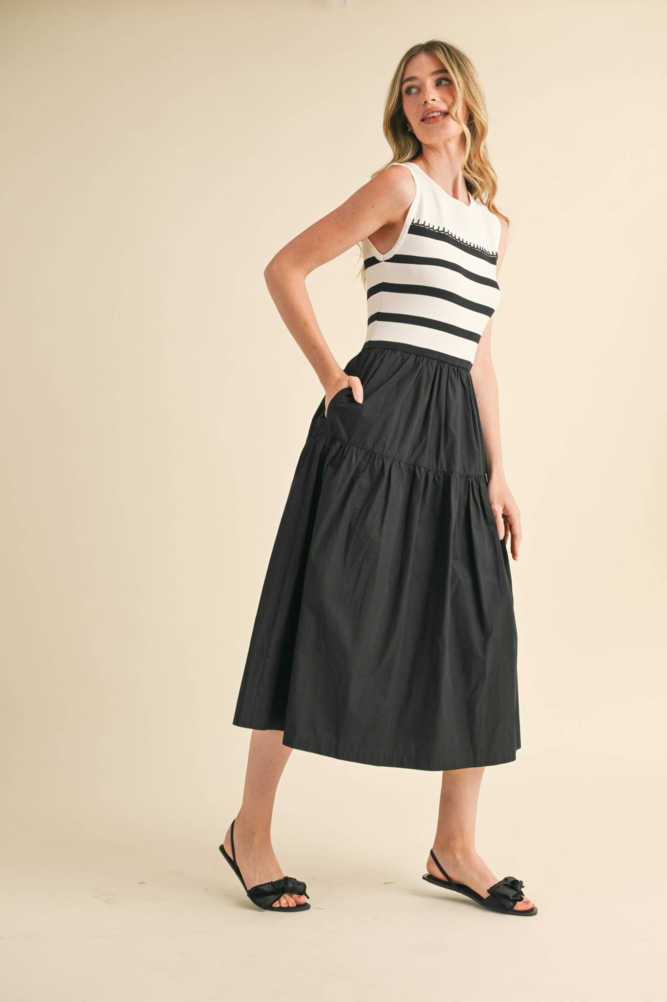 The Audrey Contrast Dress in Black & White