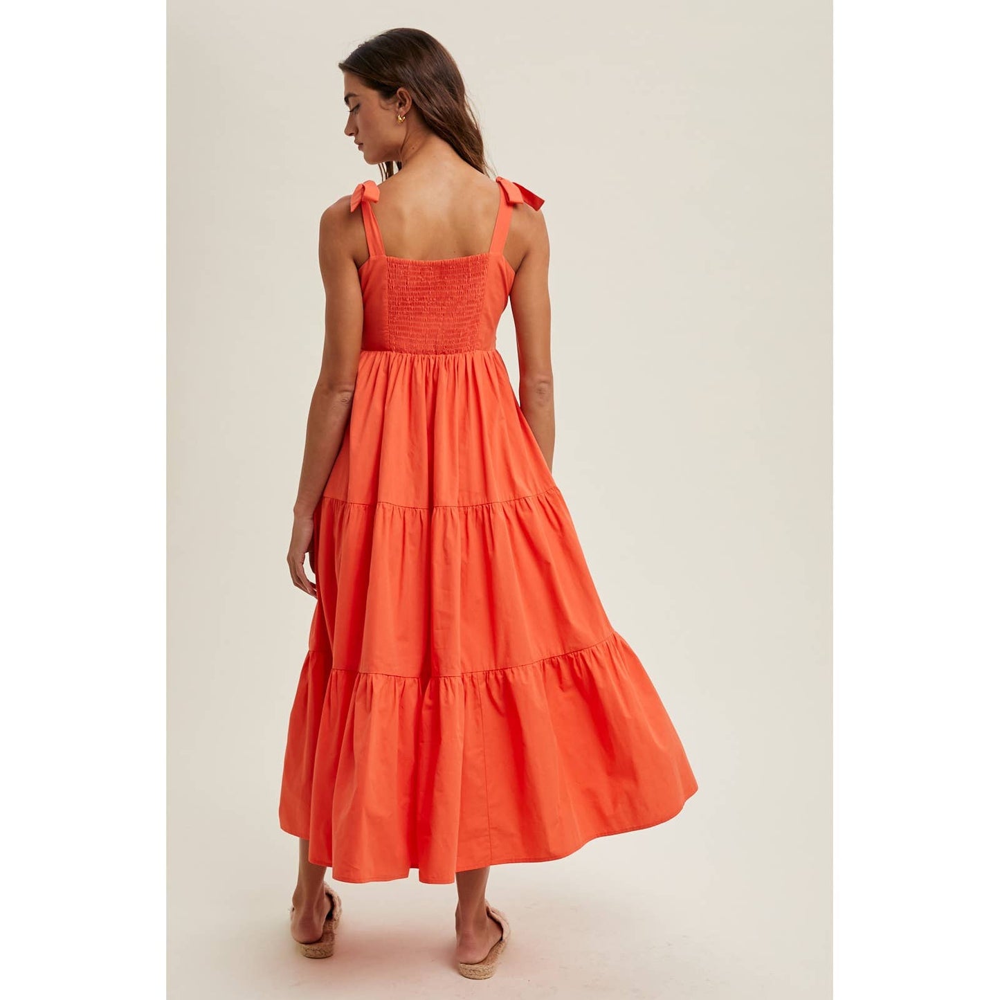 Pleated Midi Dress in Poppy