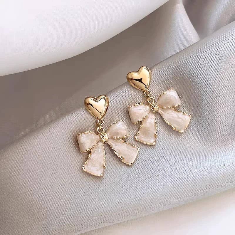 Heart & Bow Stud Earrings