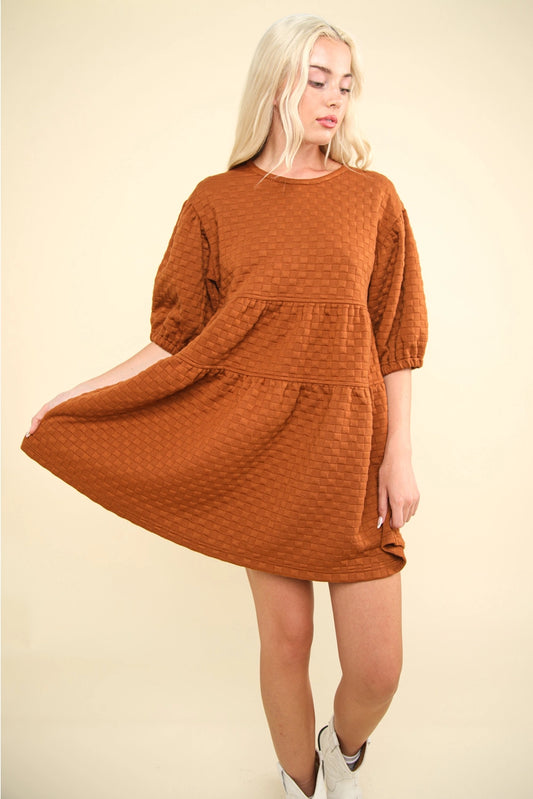 Quilted Dress in Camel